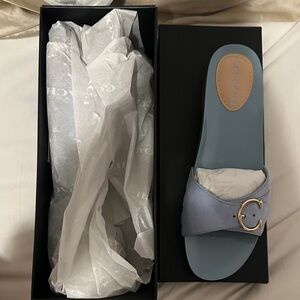 Coach Women's Light Blue Slide Sandals